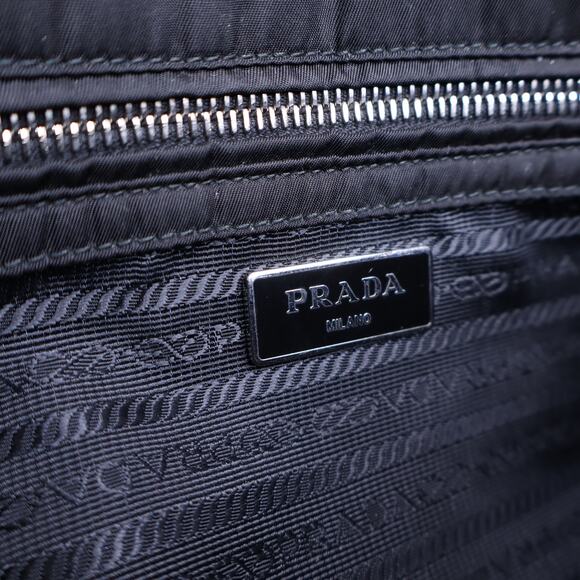 PRADA Tessuto Nylon Bomber Sound Bag Black Leather Adjustable Shoulder Strap - Picture 11 of 11